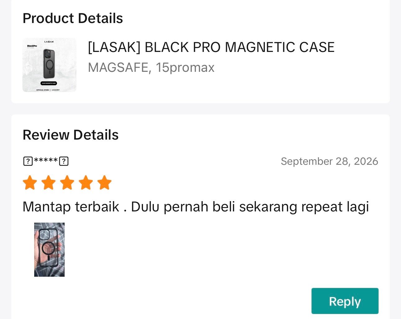 A customer's photo of the LASAK BLACK AIR CASE