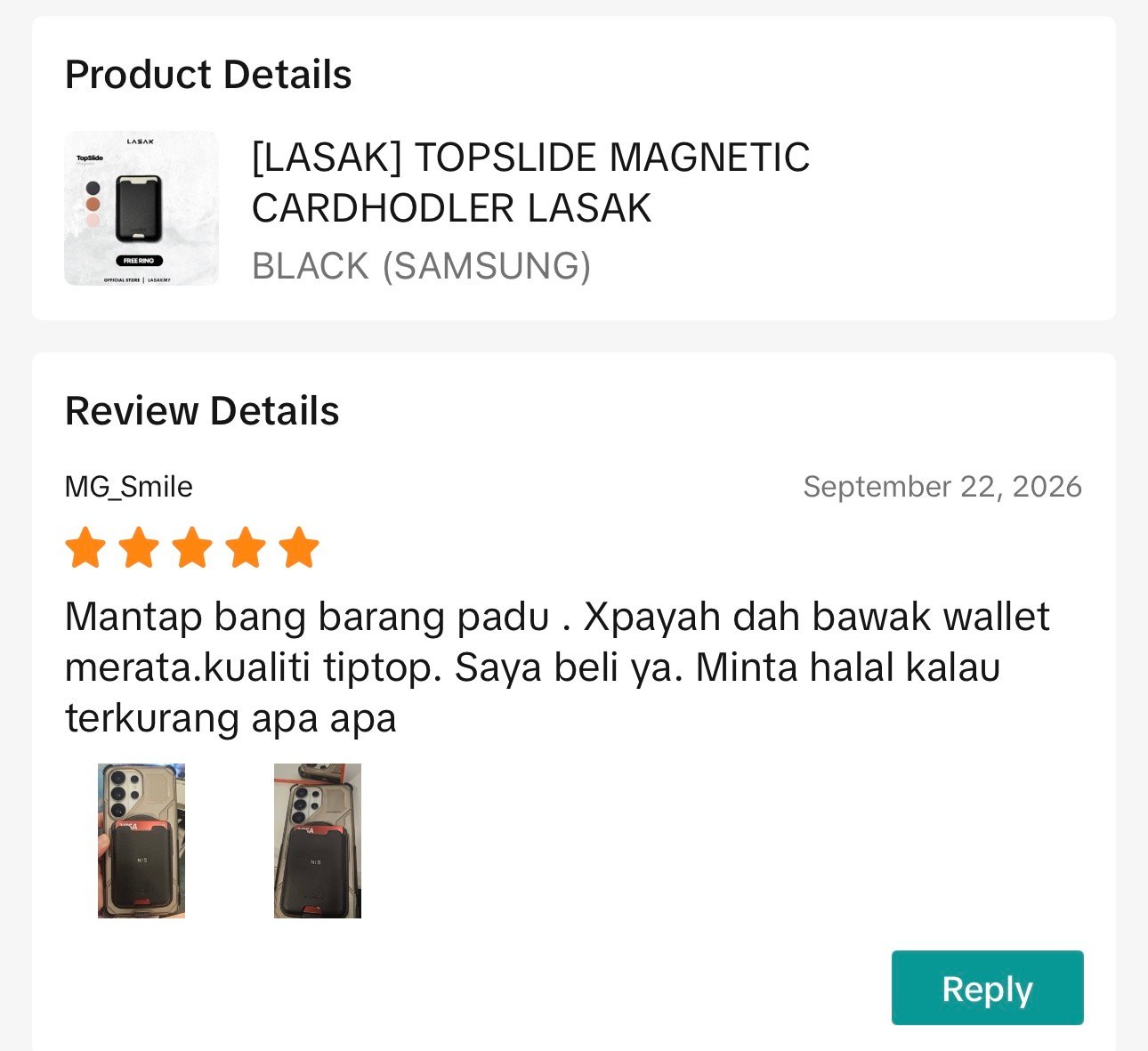 A customer's photo of the LASAK STAND CARDHOLDER 